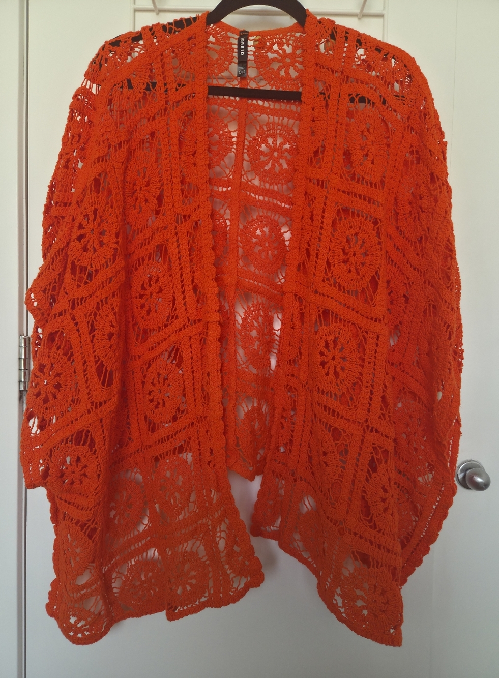 Torrid Bright Orange Crochet Kimono Cover Up